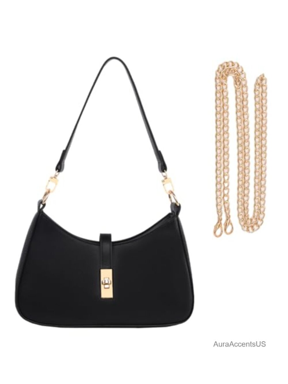 Women's Vegan Leather Convertible Hobo Crossbody Shoulder Bag with Chain Straps